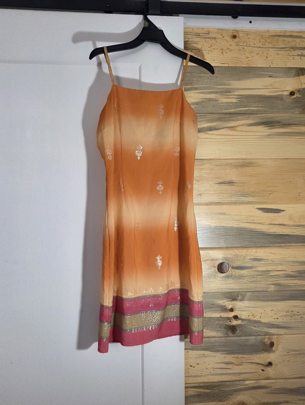 Vintage 90s Y2K California Concepts Dress Orange Ombre w/Pink & Gold Detailing